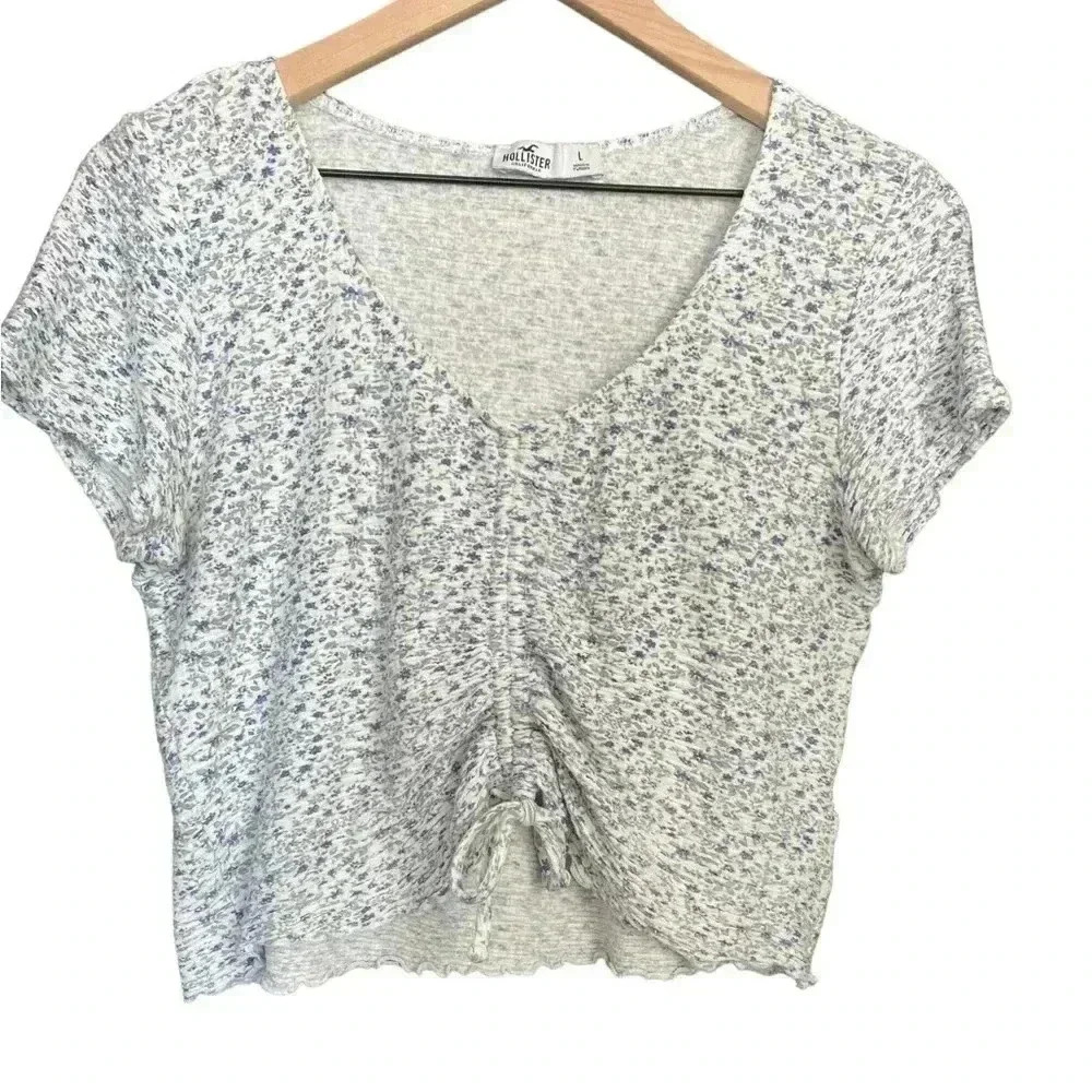 Hollister Floral Cinched Tie Front Top